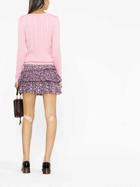 Pulovere Ralph Lauren Ralph Lauren Pink V-Neck Braided Cotton Sweater PINK Femei (BM 13469750) 4