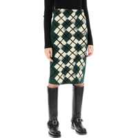 Fuste lungi "Knitted Diamond Pattern Midi Skirt Femei