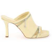 Saboti Glossy Leather Peep Mules Femei