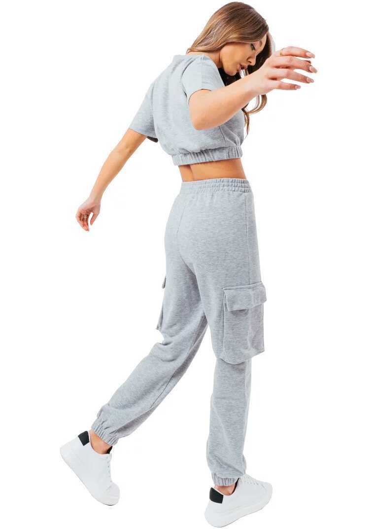 Pantaloni de trening Justhype Sweat Crop T-Shirt-Cargo Joggers Grey Femei (BM 13488284) 2