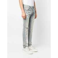 Blugi pentru Barbati - Blugi PURPLE BRAND Light Blue Five Pockets Skinny Jeans With Paint Stains In Cotton Denim Man BLUE Barbati (BM 13501688) - B-mall.ro