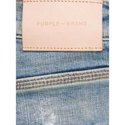 Light Blue Wrinkled Jeans With Rips And Paint Stains In Cotton Denim Man  Purple Brand