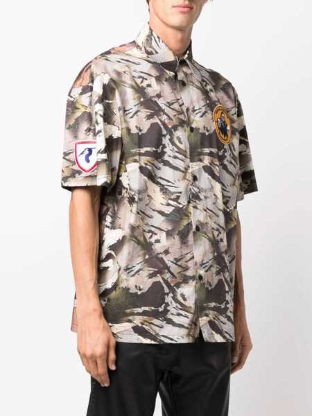 Camasi Heron Preston Heron Preston Camouflage Popline Shirt Green Barbati (BM 13503425) 3