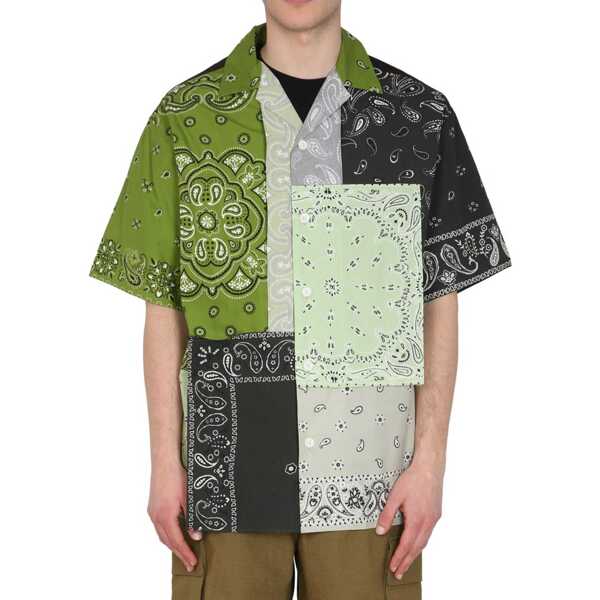 Camasi Kenzo Kenzo Patchwork Cotton Shirt Green Barbati (BM 13503434) 2