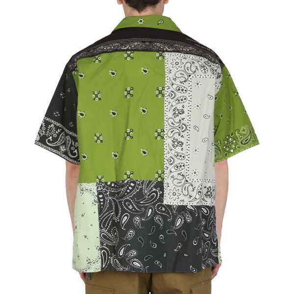 Camasi Kenzo Kenzo Patchwork Cotton Shirt Green Barbati (BM 13503434) 3