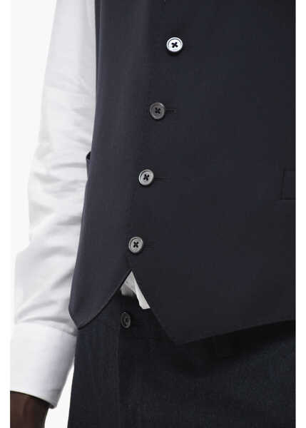 Veste costum CORNELIANI Virgin Wool Leader Vest With Flush Pockets Blue Barbati (BM 13504214) 2
