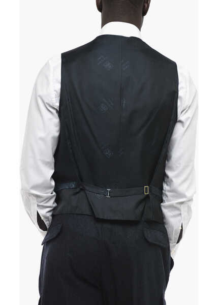 Veste costum CORNELIANI Virgin Wool Leader Vest With Flush Pockets Blue Barbati (BM 13504214) 4