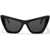 Off-White Solid Color Edvard Maxi Cat Eye Sunglasses Black