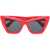 Off-White Solid Color Edvard Maxi Cat Eye Sunglasses Red