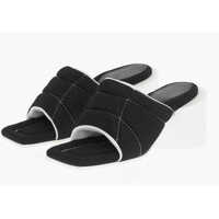 Papuci Mm6 Square Toe Padded Fabric Mules Heel 7.5Cm Femei