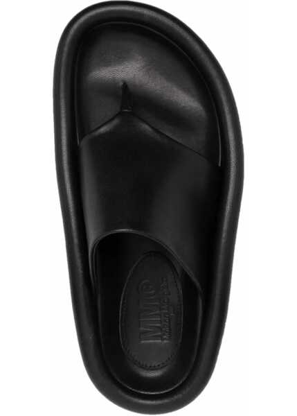 Sandale fara toc Maison Margiela Mm6 Faux Leather Thong Sandals Black Femei (BM 13507907) 4