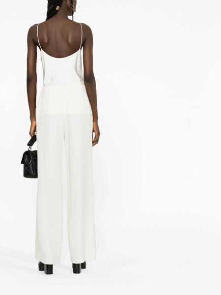 Pantaloni casual Valentino Garavani Silk Palazzo Pants White Femei (BM 13507913) 4