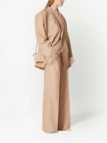 Pantaloni casual Valentino Garavani Front-Pleated Wide-Leg Pants Beige Femei (BM 13507916) 2
