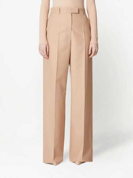 Pantaloni casual Valentino Garavani Front-Pleated Wide-Leg Pants Beige Femei (BM 13507916) 3