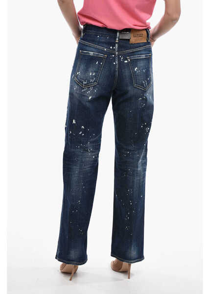 Blugi evazati DSQUARED2 Vintage Effect San Diego Straight Fit Denims 23Cm Blue Femei (BM 13508027) 2