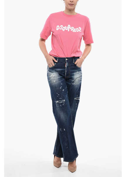 Blugi evazati DSQUARED2 Vintage Effect San Diego Straight Fit Denims 23Cm Blue Femei (BM 13508027) 4