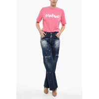 Blugi DSQUARED2 Dama - Blugi evazati DSQUARED2 Vintage Effect San Diego Straight Fit Denims 23Cm Blue Femei (BM 13508027) - B-mall.ro
