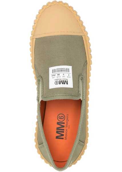 Sneakers Maison Margiela Mm6 Canvas Slip On Sneakers With Contrasting Details Green Femei (BM 13508075) 4
