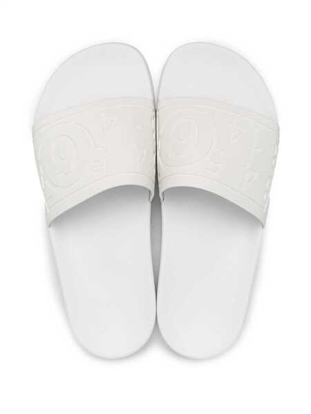 Papuci Maison Margiela Mm6 Solid Color Slides With Embossed Logo White Femei (BM 13508090) 4