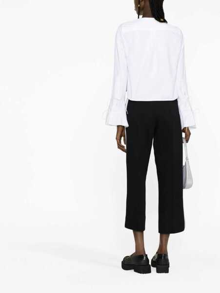 Bluze Palm Angels Cropped Asymmetric Baseball Blouse With Bell Sleeves White Femei (BM 13522172) 3