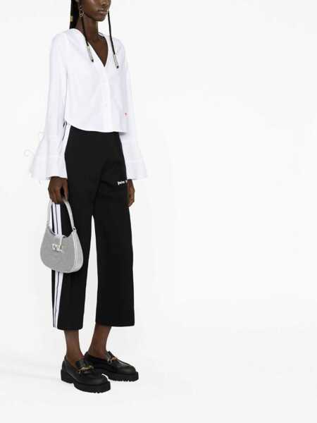 Bluze Palm Angels Cropped Asymmetric Baseball Blouse With Bell Sleeves White Femei (BM 13522172) 4