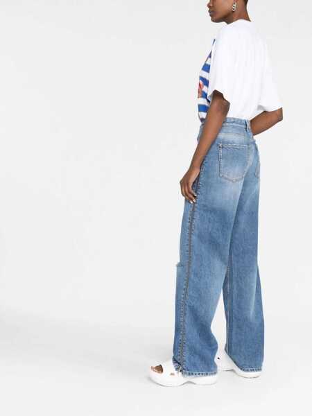 Blugi drepti Stella McCartney Cropped Straight Fit Denims With Side Zips 26Cm Blue Femei (BM 13522277) 4