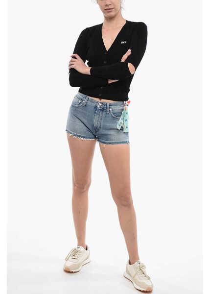 Cardigane Off-White Ribbed Stamp Cardigan With Cutouts Black Femei (BM 13522547) 4