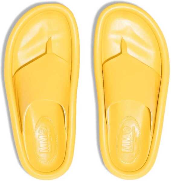 Sandale fara toc Maison Margiela Mm6 Faux Leather Thong Sandals Yellow Femei (BM 13522619) 4