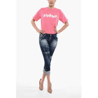 Imbracaminte DSQUARED2 Dama pagina 2 - Blugi drepti DSQUARED2 Cool Girl Cropped Fit Denims With Cuffs 16Cm Blue Femei (BM 13522721) - B-mall.ro
