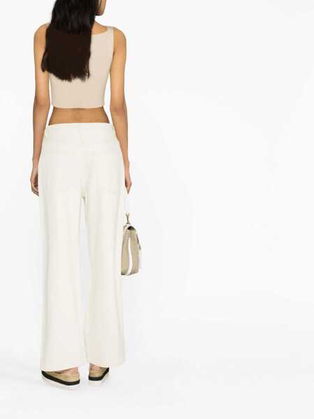 Pantaloni casual Chloe 5 Pocket Cotton Blend Palazzo Pants White Femei (BM 13522841) 3