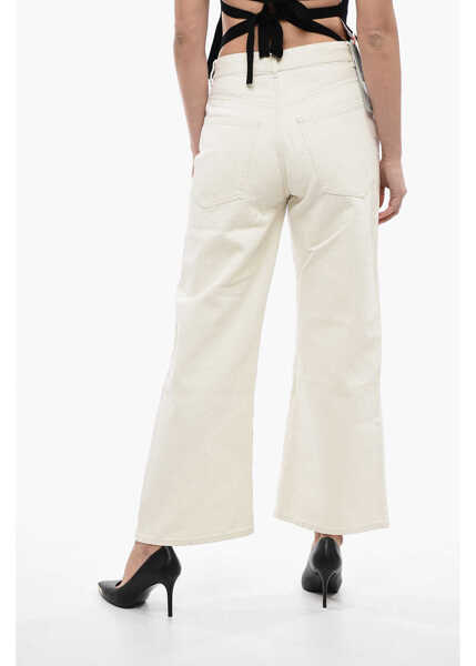 Pantaloni casual Chloe 5 Pocket Cotton Blend Palazzo Pants White Femei (BM 13522844) 2