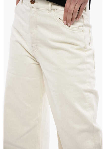 Pantaloni casual Chloe 5 Pocket Cotton Blend Palazzo Pants White Femei (BM 13522844) 3