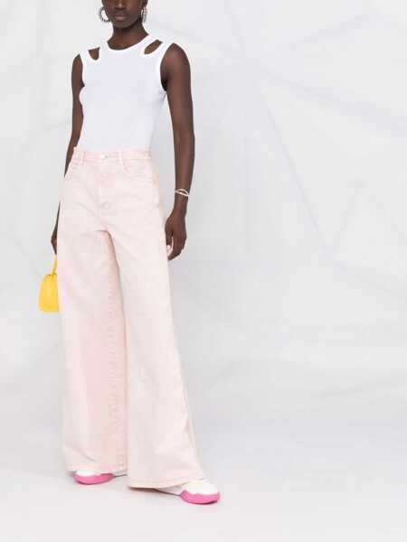 Pantaloni casual Stella McCartney 5 Pocket Wide Leg Pants With Logoed Bands Pink Femei (BM 13522847) 2