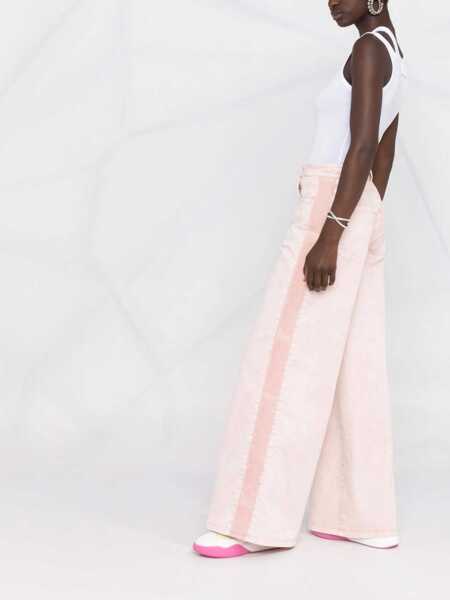 Pantaloni casual Stella McCartney 5 Pocket Wide Leg Pants With Logoed Bands Pink Femei (BM 13522847) 4