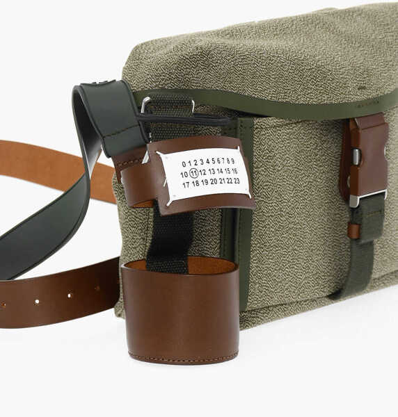 Genti tip postas Maison Margiela Mm11 Cotton Messenger Bag With Leather Trims Green Barbati (BM 13524338) 3