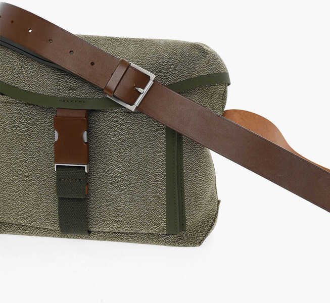 Genti tip postas Maison Margiela Mm11 Cotton Messenger Bag With Leather Trims Green Barbati (BM 13524338) 4