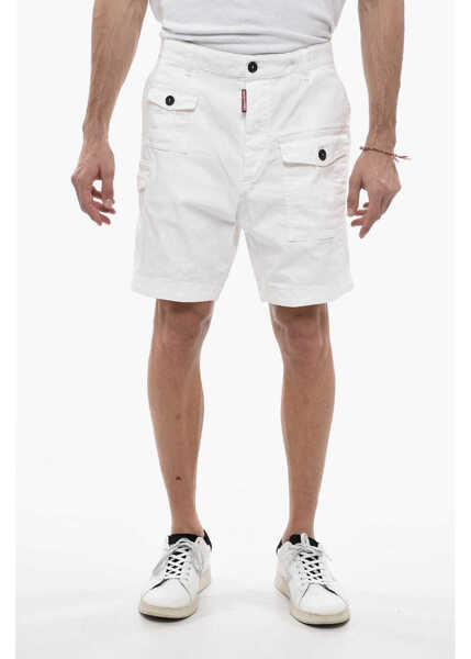 Pantaloni scurti DSQUARED2 Sexy Cargo Fit Denim Shorts With Belt Loops White Barbati (BM 13551977) 1