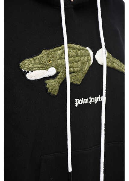 Bluze de trening Palm Angels Cotton Hoodie With Padding Embroidery Black Barbati (BM 13552418) 3
