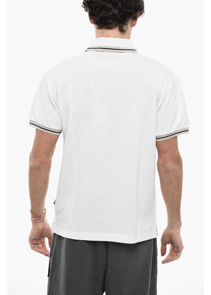 Tricouri Polo Palm Angels 3-Buttons Piquet Cotton Polo Shirt White Barbati (BM 13552427) 2