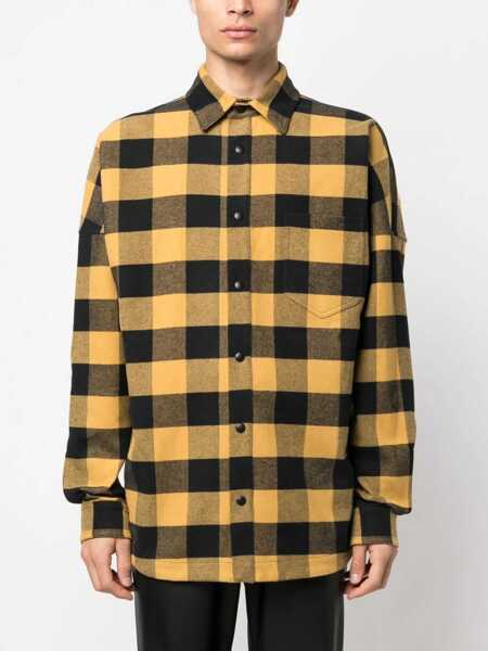 Jachete Palm Angels Buffalo Check Overshirt With Patch Pocket Yellow Barbati (BM 13567676) 5