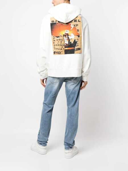 Bluze de trening Diesel Brushed Cotton S-Macs Hoodie With Vintage Effect Logo White Barbati (BM 13568759) 2