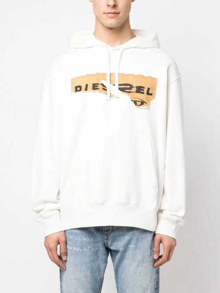 Bluze de trening Diesel Brushed Cotton S-Macs Hoodie With Vintage Effect Logo White Barbati (BM 13568759) 3