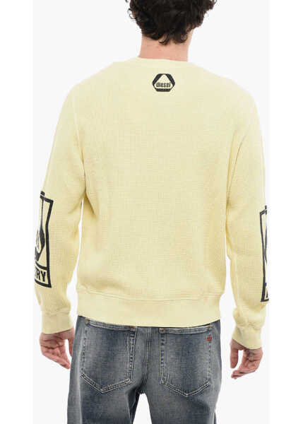 Bluze de trening Diesel Honeycomb Motif S-Ginaffle Crew-Neck Sweatshirt Yellow Barbati (BM 13568765) 2