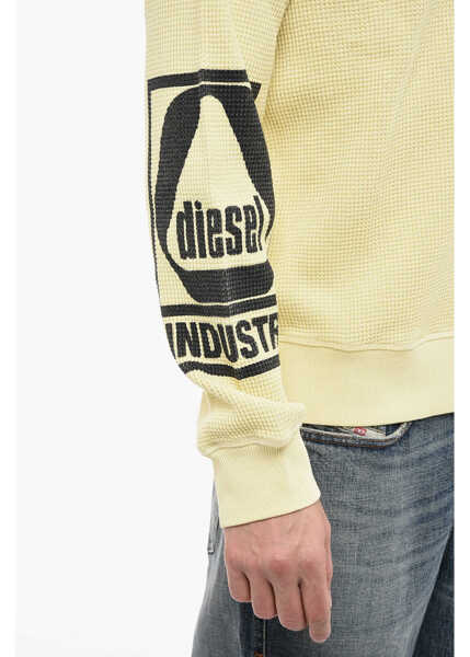 Bluze de trening Diesel Honeycomb Motif S-Ginaffle Crew-Neck Sweatshirt Yellow Barbati (BM 13568765) 3