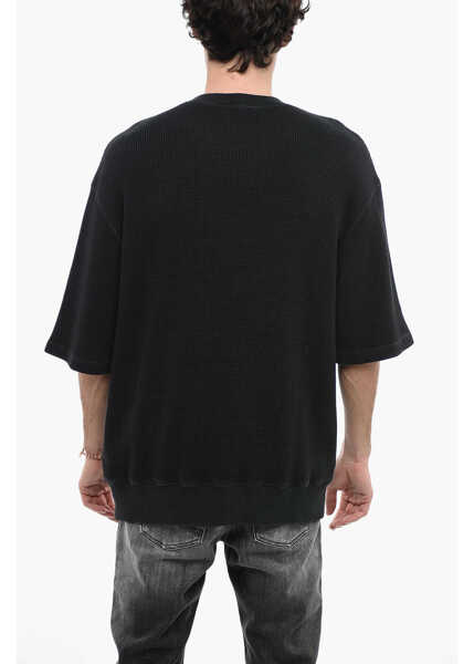 Bluze de trening Diesel Honeycomb Motif Short Sleeve S-Coolwaf Crew-Neck Sweatshirt Black Barbati (BM 13568768) 2