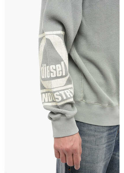 Bluze de trening Diesel Honeycomb Motif S-Ginaffle Crew-Neck Sweatshirt Green Barbati (BM 13568957) 3