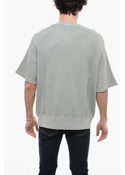 Tricouri Diesel Honeycomb Motif S-Coolwaf Crew-Neck T-Shirt With Maxi Print Green Barbati (BM 13568960) 2