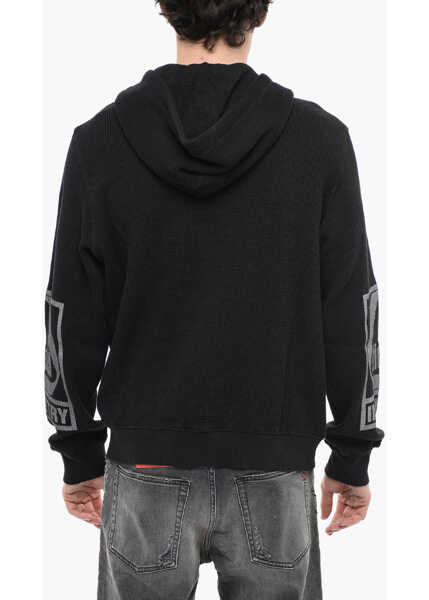 Bluze de trening Diesel Honeycomb S-Ginaffle Hoodie With Zipped Closure Black Barbati (BM 13568966) 2