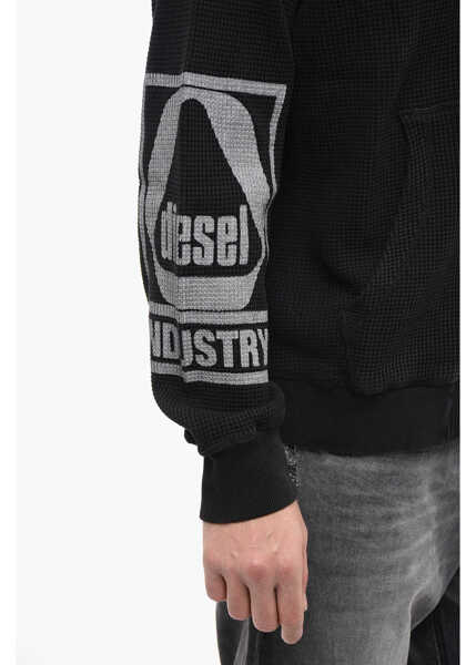 Bluze de trening Diesel Honeycomb S-Ginaffle Hoodie With Zipped Closure Black Barbati (BM 13568966) 3