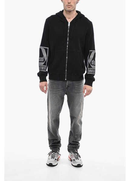 Bluze de trening Diesel Honeycomb S-Ginaffle Hoodie With Zipped Closure Black Barbati (BM 13568966) 4